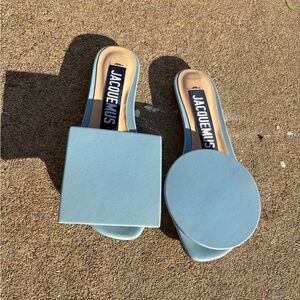 Jacquemus Blue Women's Slide leather Sandals flats new with tags underneath